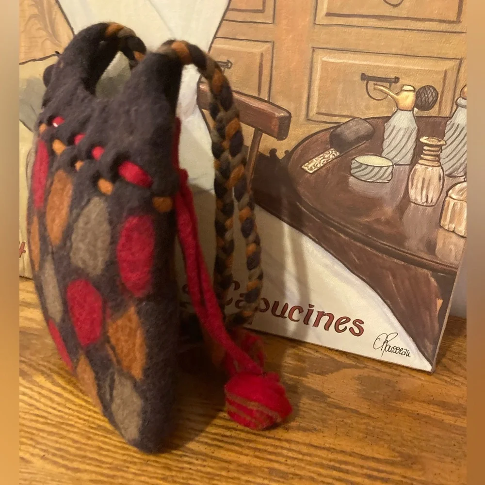 Rising Tide Felted Wool Shoulder Bag Handmade  - Multicolored - NWT